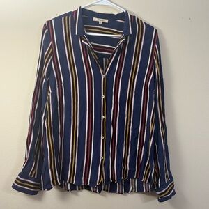 Serein Button Down Long Sleeve women’s XL striped blue, red & yellow